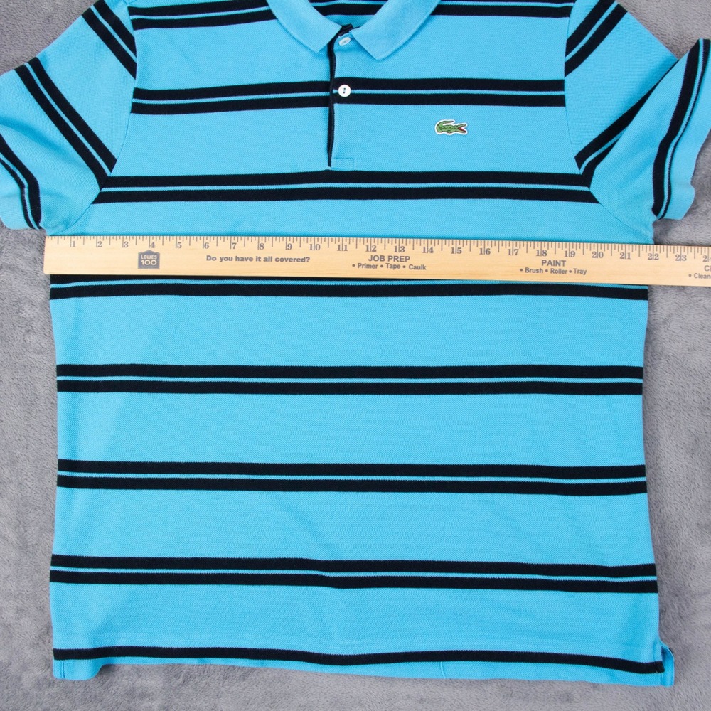 Lacoste Mens Blue Striped Short Sleeve Pique Polo Shirt Size 8 2XL 6191L - Picture 9 of 13